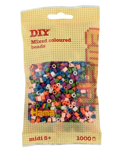 Hama Beutel mit 1000 Midi-Bügelperlen Mix