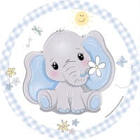 Pappteller Baby Elefant blau, 23 cm