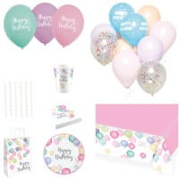 Partydeko Set groß Happy Birthday Pastel für 8 Kinder