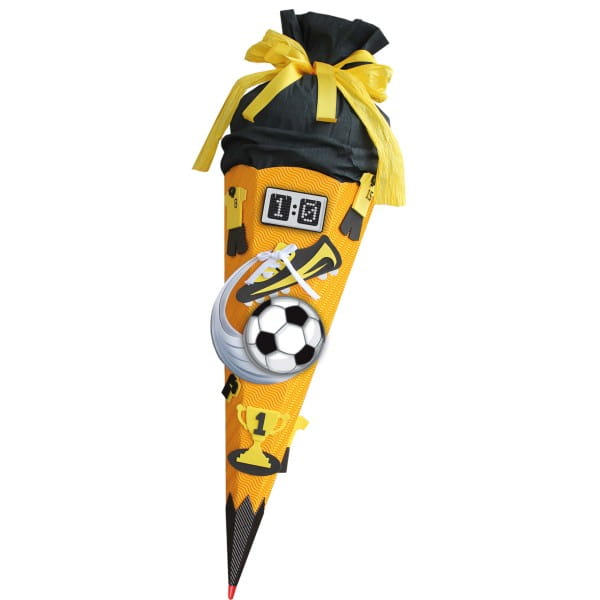 Roth Schultüten-Bastelset Soccer gelb, 68cm, eckig, Kreppverschluss