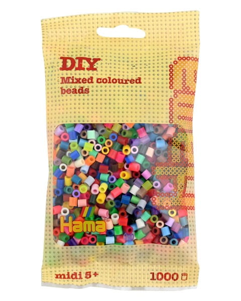 Hama Beutel mit 1000 Midi-Bügelperlen Mix