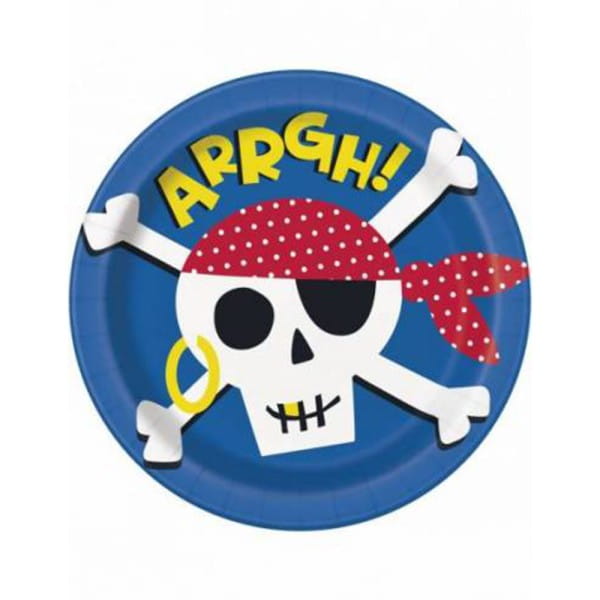 Pappteller Ahoi Piraten, Ohne Plastik, 23 cm