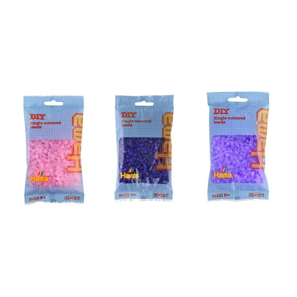 Hama Set mit 3.000 Midi-Bügelperlen transparent lila-Töne