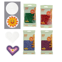 Hama Set mit 4.000 Bio Midi-Bügelperlen & Stiftplatten Kreis, Herz