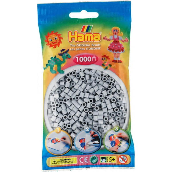 Hama Beutel mit 1000 Bügelperlen hellgrau