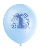 24 Luftballons zum 1. Geburtstag in Blautönen (3 x 8 Stück)