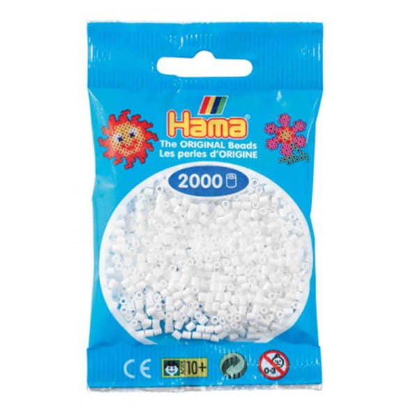 Hama Beutel mit 2000 Mini-Bügelperlen weiß