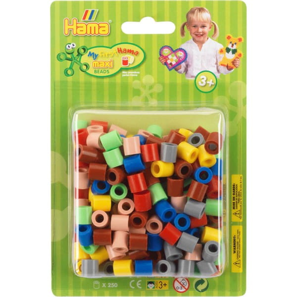 Hama Blister mit 250 Maxi-Bügelperlen Vollton Mix 69 - 7 Farben