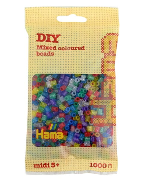 Hama Beutel mit 1000 Midi-Bügelperlen Mix