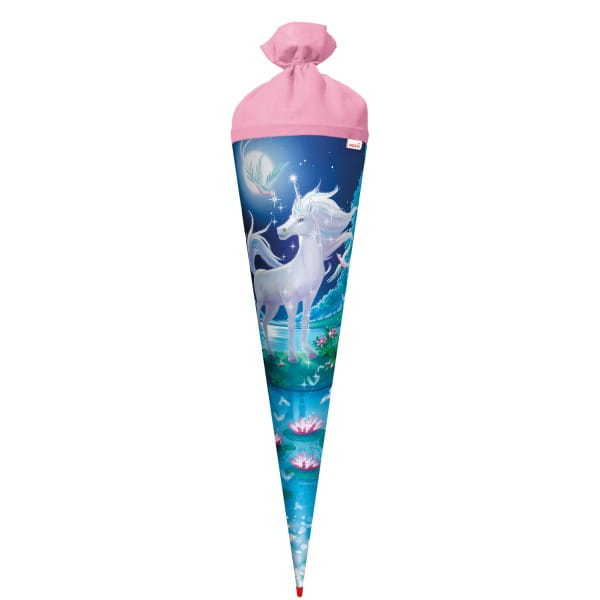 Roth Motiv-Schultüte Mondscheineinhorn, 70cm, rund, Filzverschluss, Glitter