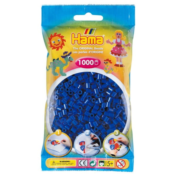 Hama Beutel mit 1000 Midi-Bügelperlen blau