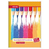 Roth Hausaufgabenheft Buntstifte A5, Tagesfarben, Schutzumschlag