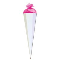 Roth Basteltüte weiß, 85cm, eckig, Tüllverschluss pink