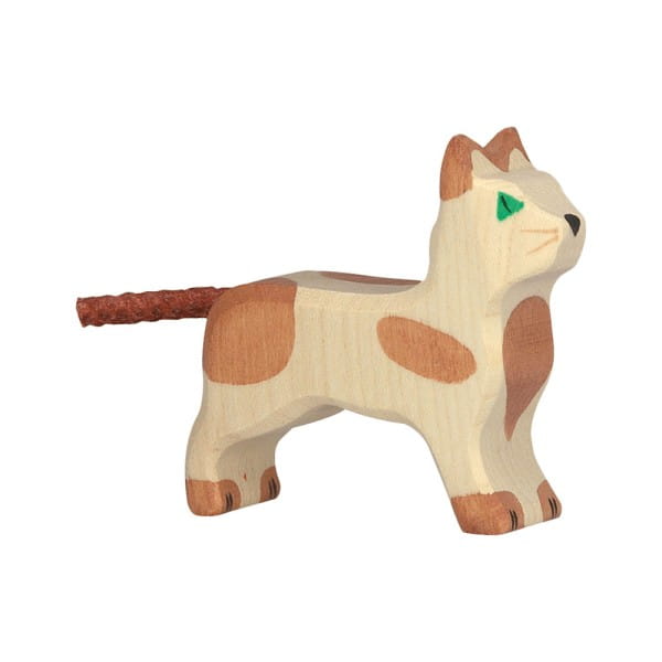HOLZTIGER Katze aus Holz - stehend, klein