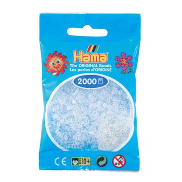 Hama Beutel mit 2000 Mini-Bügelperlen transparent weiß