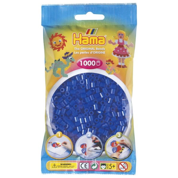 Hama Beutel mit 1000 Midi-Bügelperlen neonblau