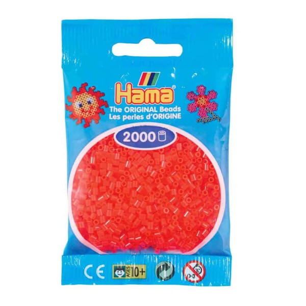 Hama Beutel mit 2000 Mini-Bügelperlen neonrot