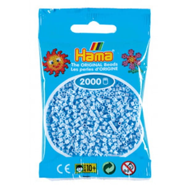 Hama Beutel mit 2000 Mini-Bügelperlen pastell blau
