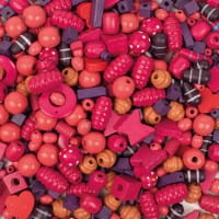 Playbox Holzperlen 250 gr rosa & lila