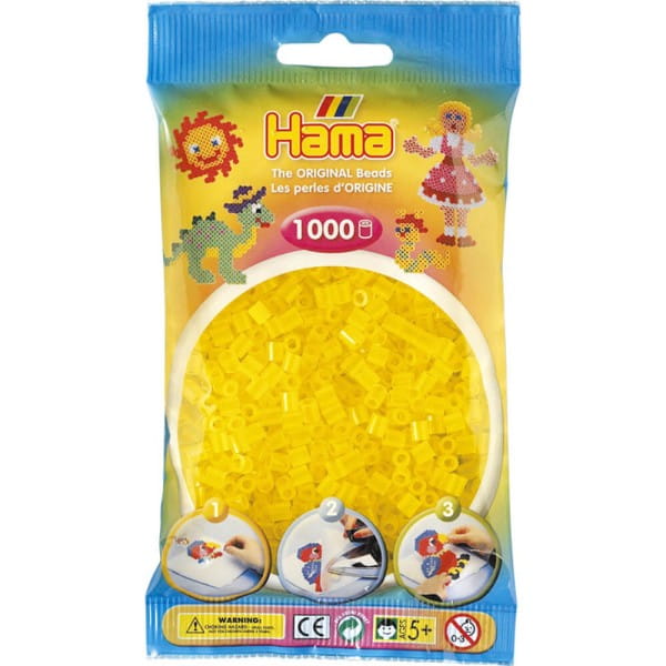 Hama Beutel mit 1000 Bügelperlen transparent-gelb