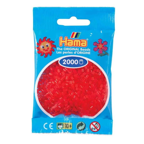 Hama Beutel mit 2000 Mini-Bügelperlen transparent rot