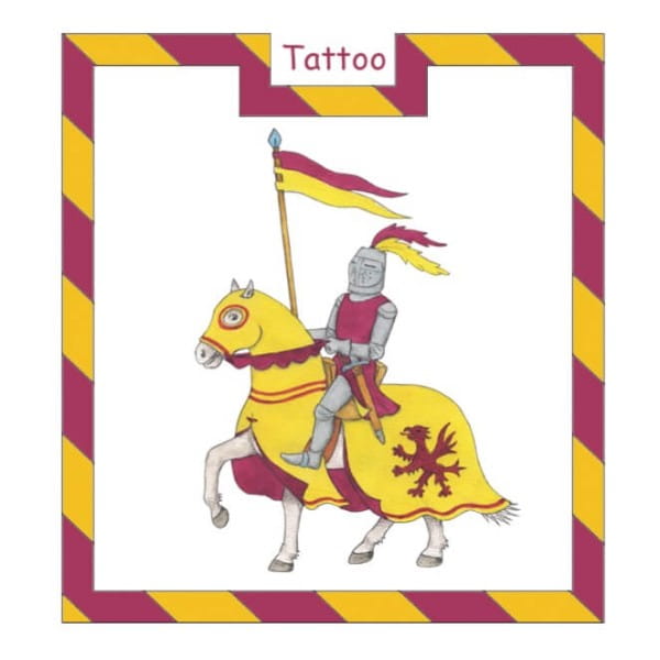 Tattoo Ritter lila-gelb