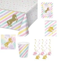 Partydeko Set mittel Unicorn sparkle für 8 Kinder