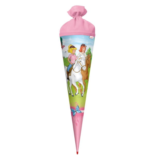 Roth Schultüte Bibi &amp; Tina - Pferdefreunde, 70cm, rund, Filzverschluss, Glitter