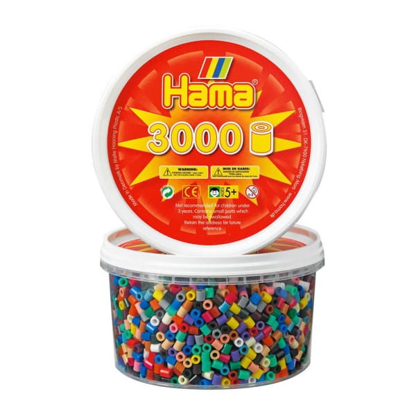 Hama Dose mit 3000 Midi-Bügelperlen Vollton Mix 67 - 22 Farben