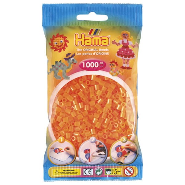 Hama Beutel mit 1000 Bügelperlen neon-orange