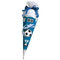 Roth Schultüten-Bastelset Soccer, blau, 68 cm, eckig, Kreppverschluss, mit Moosgummi, Rot(h)-Spitze