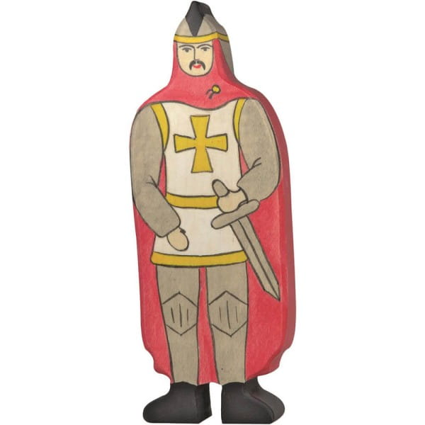 HOLZTIGER Ritter mit rotem Mantel aus Holz