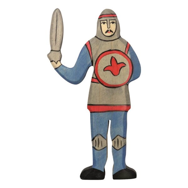HOLZTIGER Ritter aus Holz - kämpfend, blau
