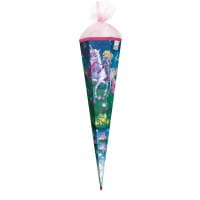 Roth Motiv-Schultüte, Magische Einhornreiterin, 85 cm, Glitter, Organza, Glitterborte