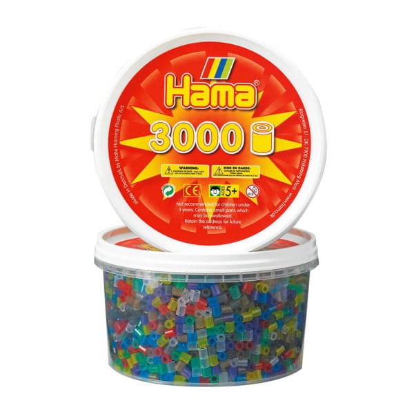 Hama Dose mit 3000 Midi-Bügelperlen Transparent Mix 53