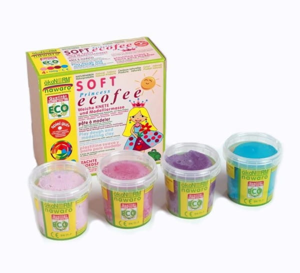 ökoNorm SOFT-Knete nawaro, 4er Set "Ecofee" - rosa, pink, violett, türkis