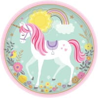 Teller Magical Unicorn rund Papier 23 cm