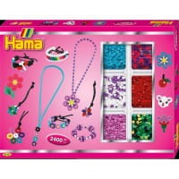 Hama Kreativ-Box Schmuck Pink Blume &amp; Sechseck Midi-Bügelperlen