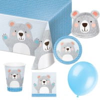 Partydeko Set mittel Birthday bear für 8 Kinder