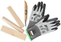 Corvus Schnitz-Set (Messer, Holz, Handschuhe)