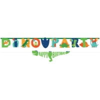 Partykette mit Mini Banner Dino-Mite Papier, personalisierbar