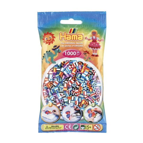 Hama Beutel mit Midi-Bügelperlen Streifen Mix