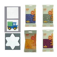 Hama Set mit 4.000 Bio Midi-Bügelperlen & Stiftplatten Viereck, Stern