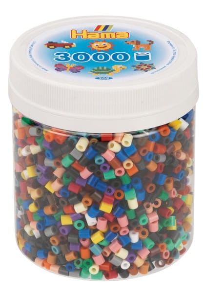 Hama Dose mit 3000 Midi-Bügelperlen Vollton Mix 67 - 22 Farben