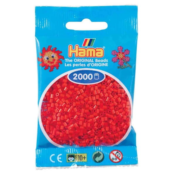 Hama Beutel mit 2000 Mini-Bügelperlen rot