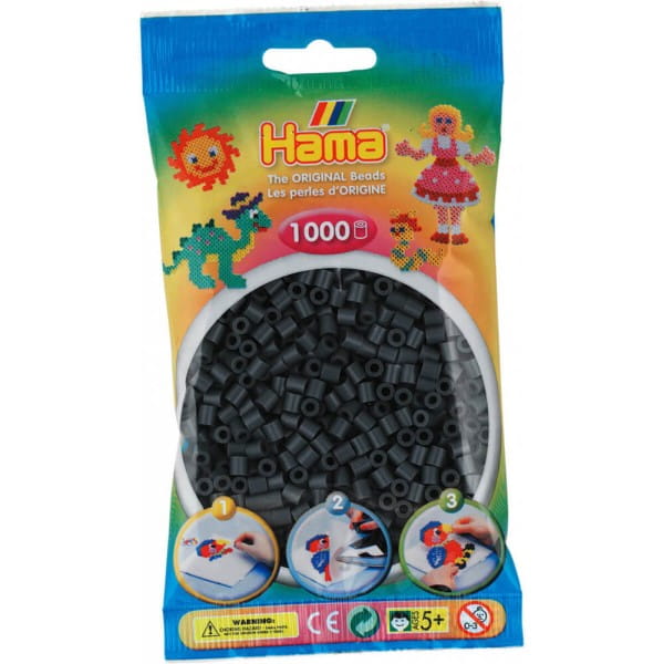 Hama Beutel mit 1000 Bügelperlen dunkelgrau