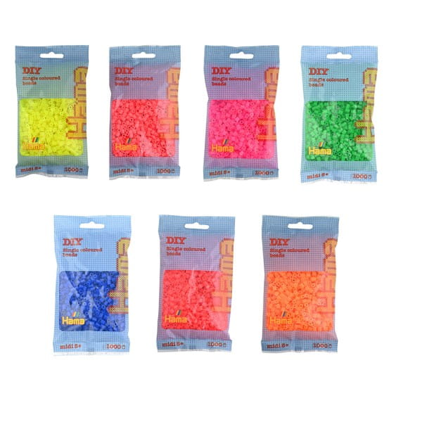 Hama Set mit 7.000 Midi-Bügelperlen neon
