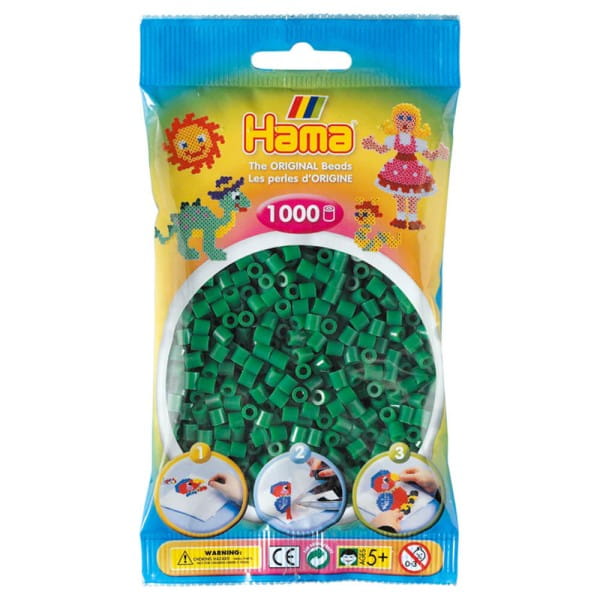 Hama Beutel mit 1000 Bügelperlen grün