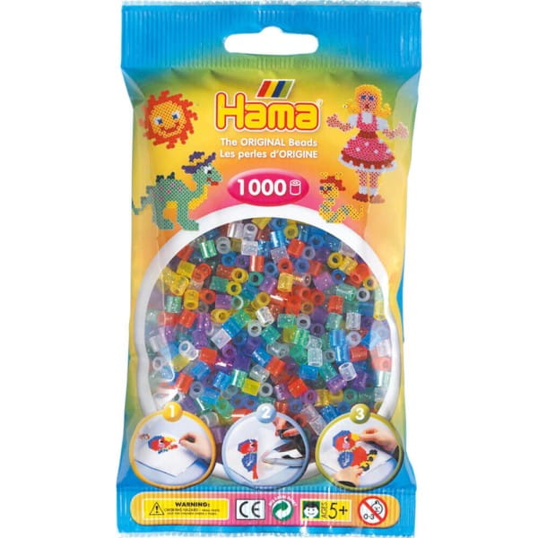 Hama Beutel mit 1000 Midi-Bügelperlen Glitter Mix 54