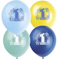 Luftballons zum 1. Geburtstag, blau/gelb, 3x 8Stk.